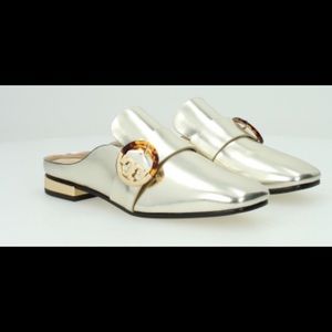 UPDATED Tory Burch Gold Mules. Size 10.
